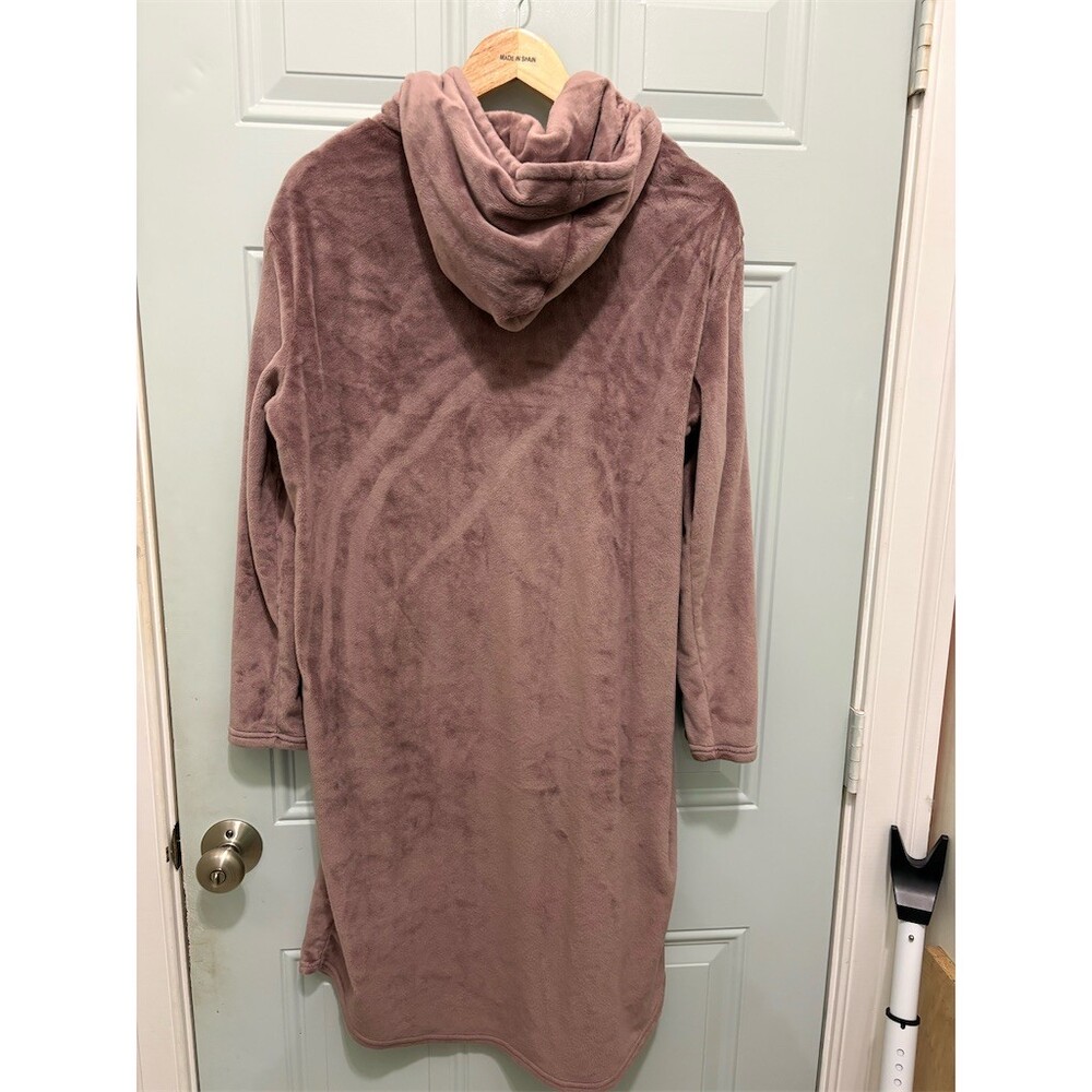 32 Degrees HEAT Sleep Lounger Dress Womens L/XL Mauve Hooded Plush Pocket - Picture 4 of 6